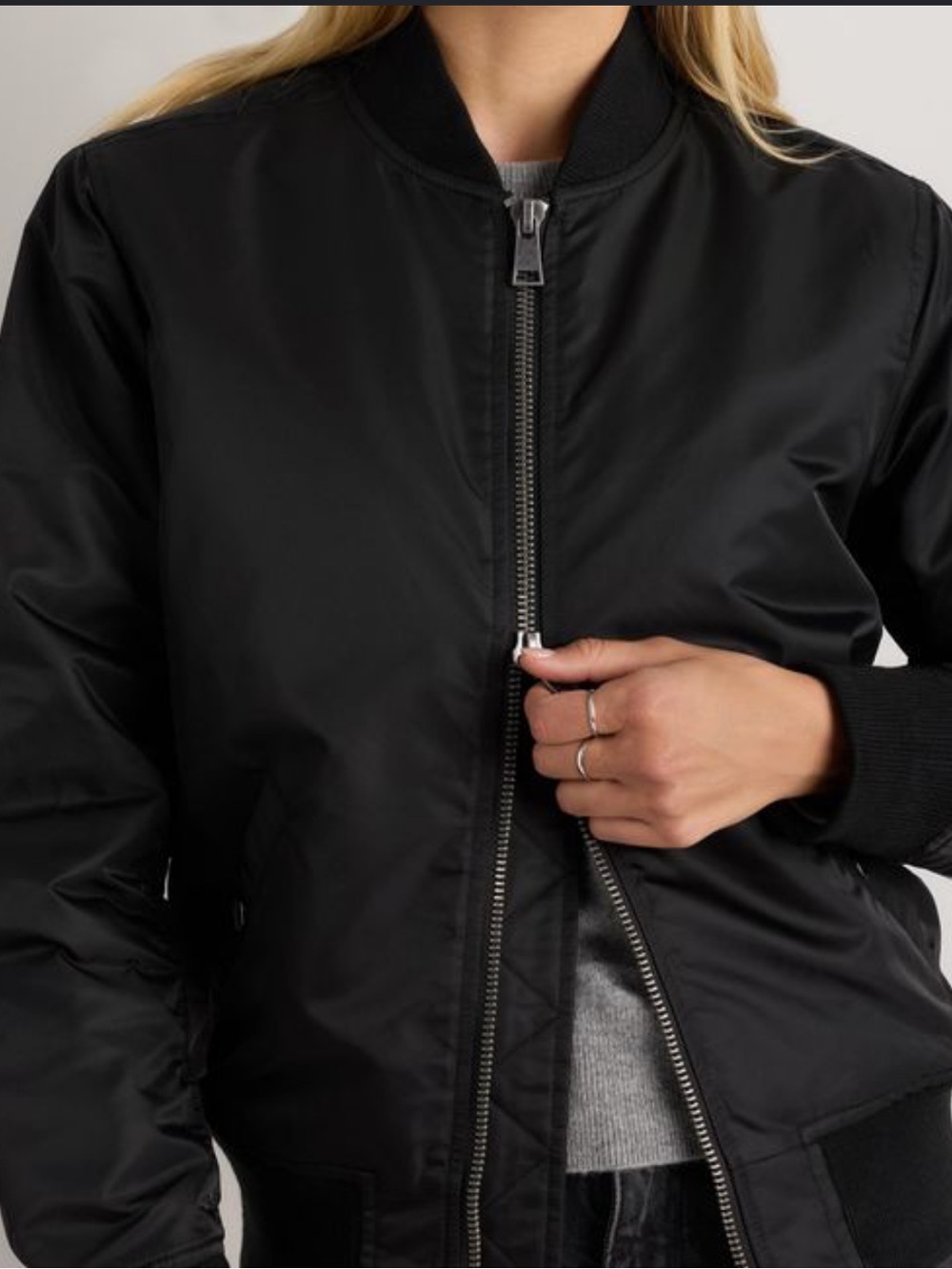 American Eagle Outfitters Black Quilted Jacket with Knit Trim NWT